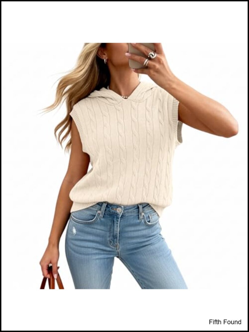 Womens Hooded Cable Knit Sweater Vest Sleeveless Pullover